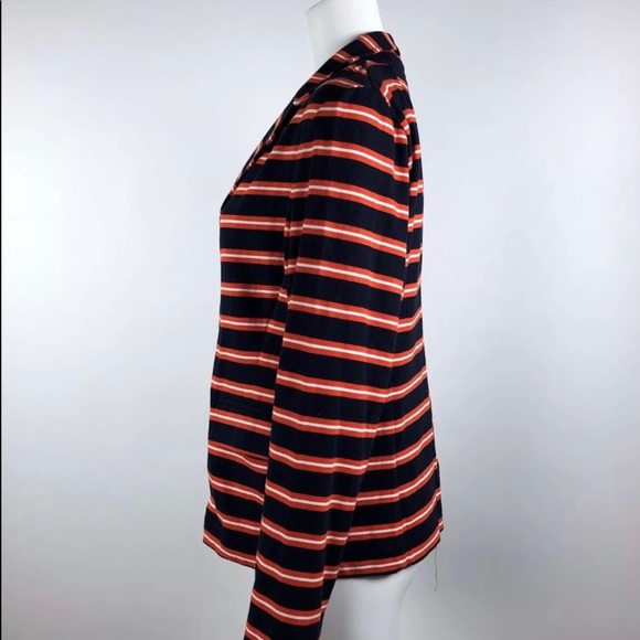 J Crew Blazer L Red White Navy Stripe Knit Cotton - Picture 5 of 9